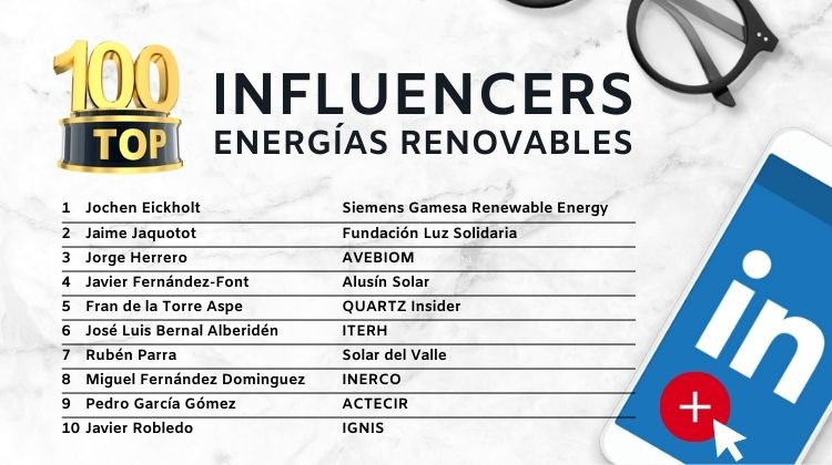 Los 100 más seguidos. El Top10 de empresarios españoles más populares del sector renovable en España