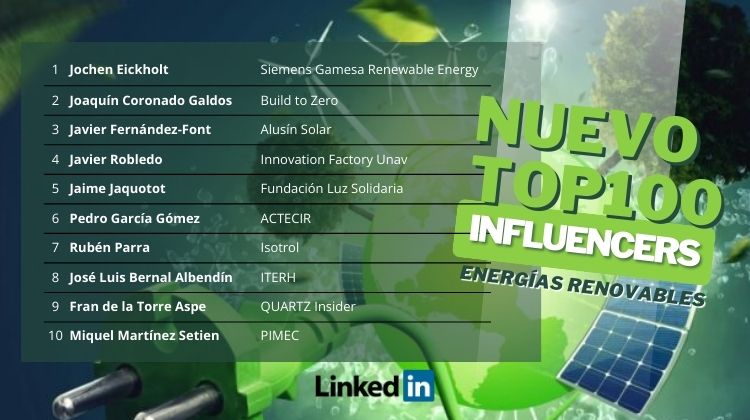 Actualizado. El top100 de los profesionales de las renovables más populares de España